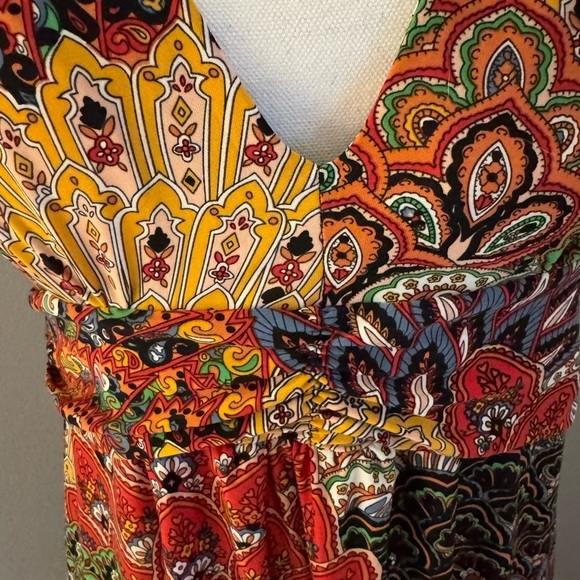 Beautiful EUC 5th& Love Halter Top Maxi Dress SZ XL Silky & colorful BOHO - Picture 4 of 13
